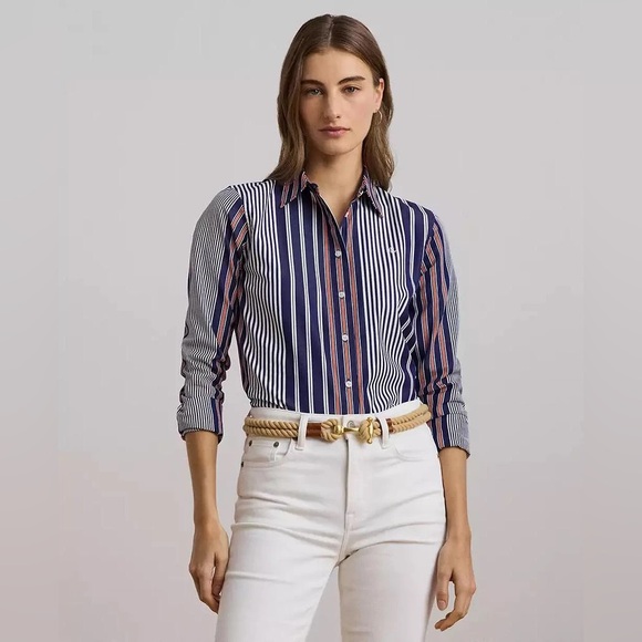 Lauren Ralph Lauren Tops - NWT Ralph Lauren Classic-Fit Striped Broadcloth Shirt Sz M